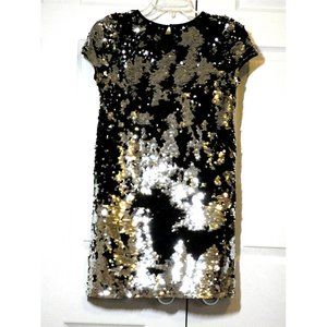Party Dress Black Silver Color Changing Sequins Sparkle Unique Youth Size 10-11